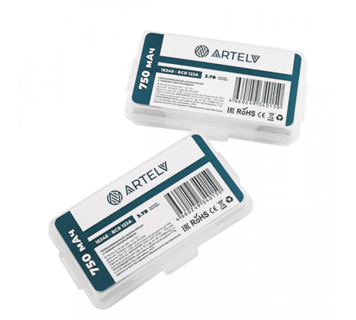 Аккумуляторная батарея RCR123 ARTELV 3.7V Li-Ion 750 mAh